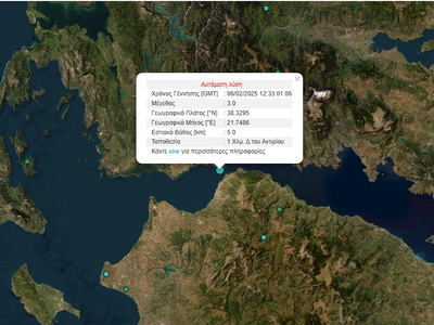 Σεισμός 3 ρίχτερ στο Αντίρριο - Αισθητός...