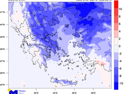 Προγνωστικός χάρτης μεταβολής της θερμοκ...