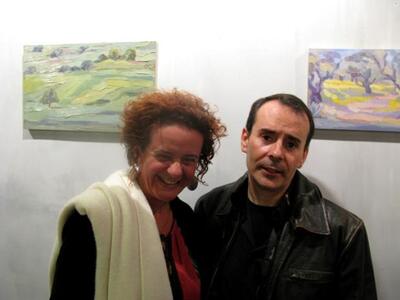 Ο εκθέτων με την ζωγράφο Ηλιοστάλακτη Κόντου