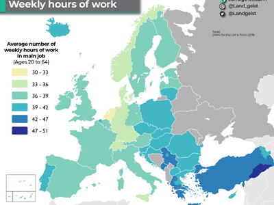 Ο μέσος όρος ωρών εργασίας ανά εβδομάδα.