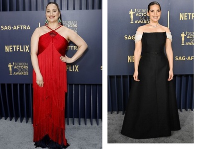 Λίλι Γκλάνστοουν με Armani, Aμέρικα Φερέρα με Dior