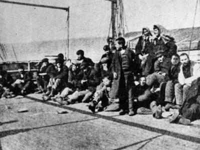 Έλληνες μετανάστες ταξιδεύοντας στο κατά...