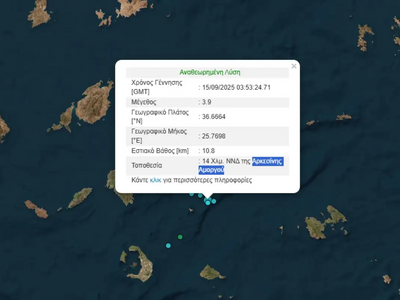 Σεισμός 3,9 Ρίχτερ στην Αμοργό