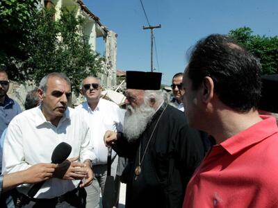 Στο σεισμό της Λέσβου με τον αρχιεπίσκοπ...