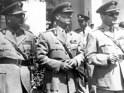 Από δεξιά: Μακαρέζος, Παττακός,Παπαδόπουλος