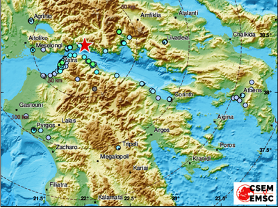 Σεισμός 4,5 Ρίχτερ αισθητός σε Πάτρα κι Αιγιάλεια