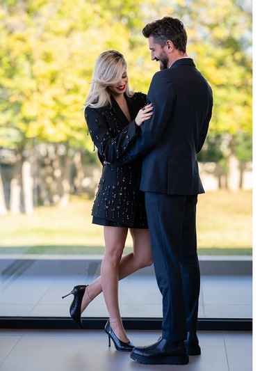  Mπλε κοστούμι με απαλή ρίγα Imperial, λ...