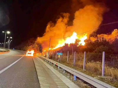 Φωτιά σε δασική έκταση στην Εθνική Οδό Α...