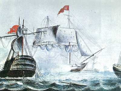 «Η εν Χίω πυρπόλησις υπό Κανάρη (6-7 Ιουνίου 1822)», Εθνικό Ιστορικό Μουσείο, Αθήνα