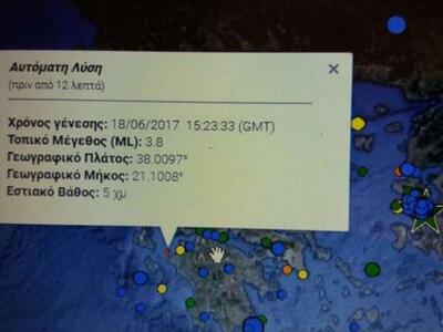 Σεισμός 3.8 Ρίχτερ στην Κυλλήνη