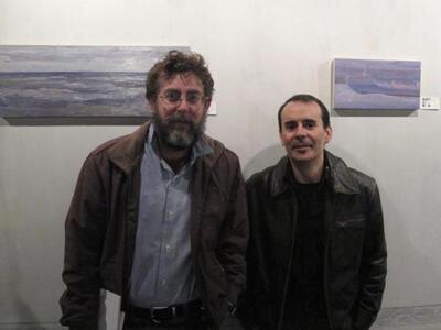 Οι ζωγράφοι Ηλίας Αηδονίδης και Παναγιώτης Καρώνης