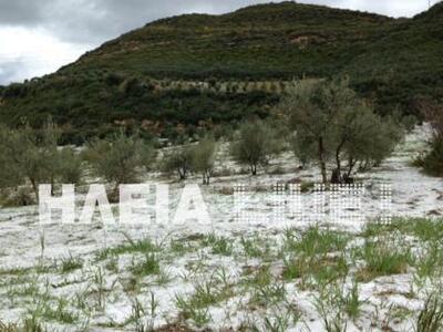 Ηλεία: Μεγάλες καταστροφές από χαλαζόπτωση