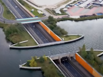 BINTEO: Η υδάτινη γέφυρα στην Ολλανδία που τα αυτοκίνητα «βυθίζονται» μέσα στο νερό
