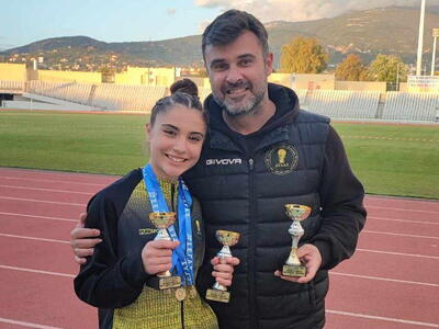 Η Τσαχλή με τον προπονητή της Κ. Παπαζαφείρη