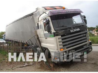 Πύργος: Νταλίκα μπήκε σε αυλή σπιτιού