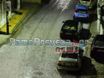 Πρέβεζα:Απίστευτη χαλαζόπτωση - ΔΕΙΤΕ ΦΩ...