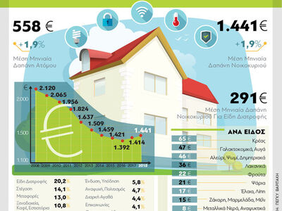 Οι μηνιαίες δαπάνες των νοικοκυριών στην Ελλάδα
