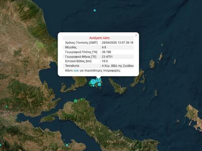 Νέος ισχυρός σεισμός στην Σκιάθο, αισθητ...