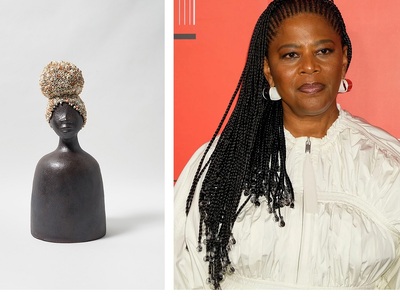 Η γλύπτρια και μια από τις δημιουργίες της