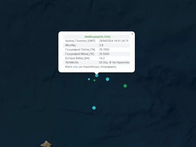 Κρήτη: Απανωτοί σεισμοί 3,5 και 3,9 Ρίχτερ