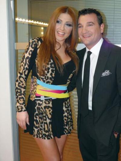 Έλενα Παπαρίζου και Γιώργος Λεβέντης backstage