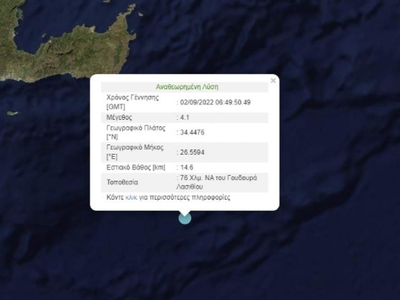 Σεισμός 4,1 ρίχτερ στην Κρήτη