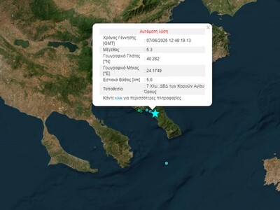 Σεισμός 5,3 Ρίχτερ στο Άγιο Όρος- Ακολού...