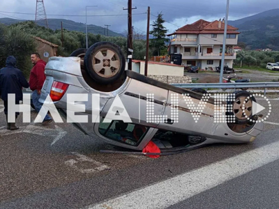 Ηλεία: Ανεμοστρόβιλος ανέτρεψε αυτοκίνητ...