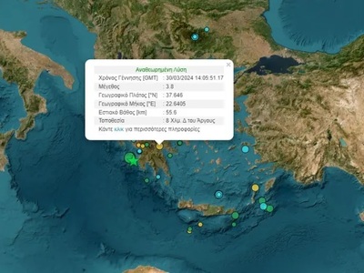 Σεισμός 3,8 Ρίχτερ στο Άργος 