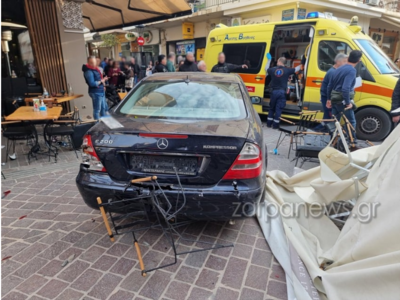 Χανιά: Αυτοκίνητο «καρφώθηκε» σε καφετέρ...