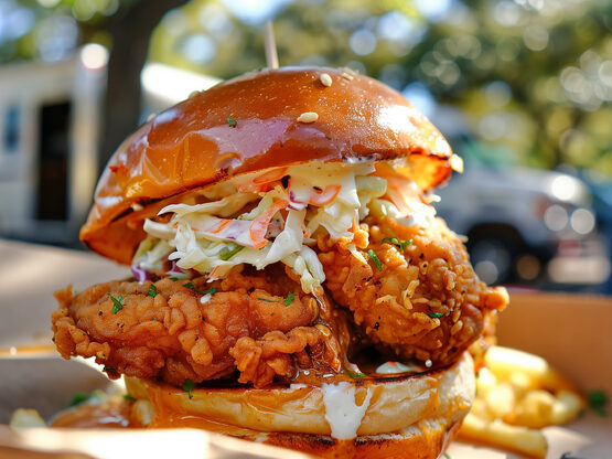 Συνταγή για burger με τραγανό κοτόπουλο ...