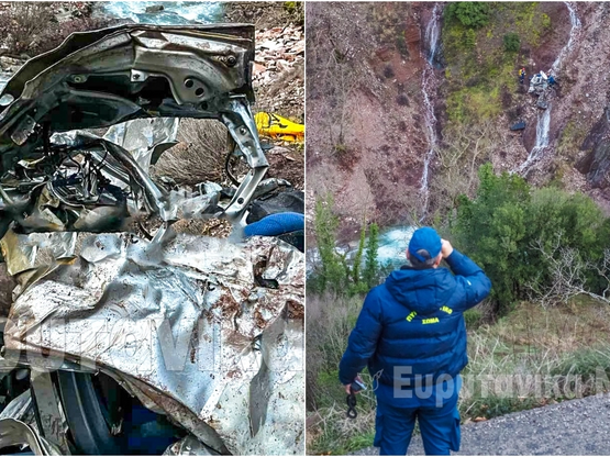 Προυσός: Άμορφη μάζα το ΙΧ που έπεσε σε ...